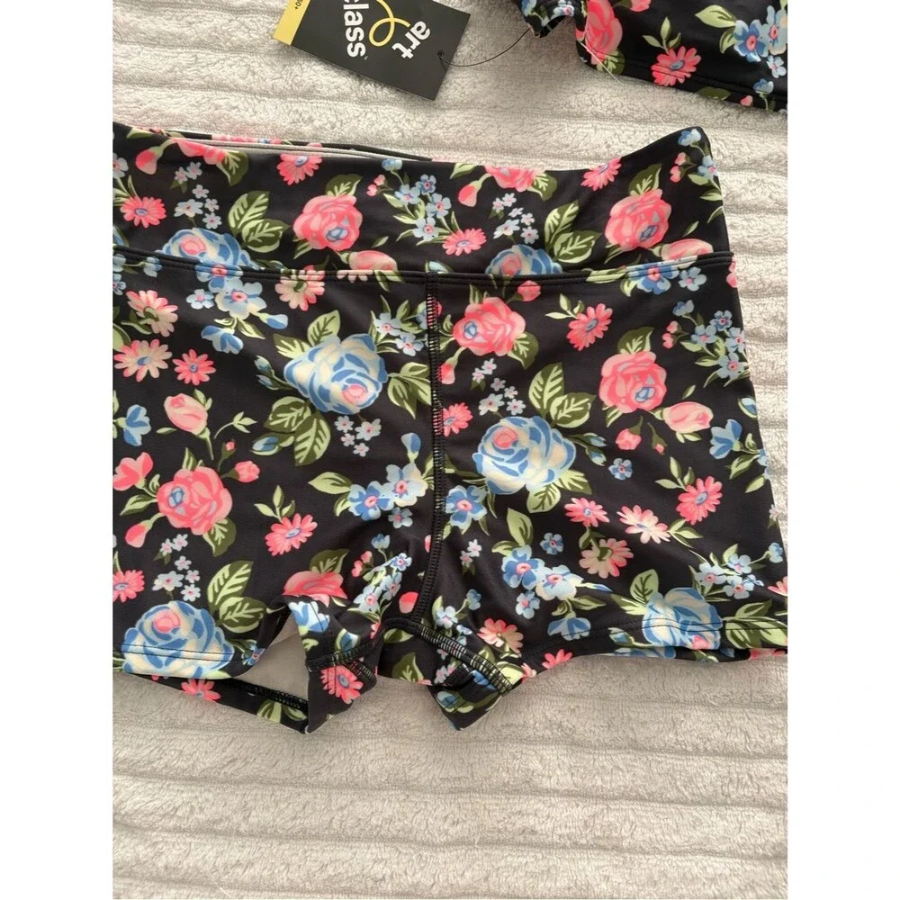 Art Class Girls Floral 2-Piece Swimsuit Size L 10/12 NWT UPF 50+ Crisscross Back